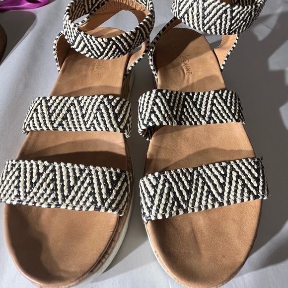 Catherine Malandrino Boho festival Wedge Platform Black and White Sandals size 9 - Picture 10 of 11